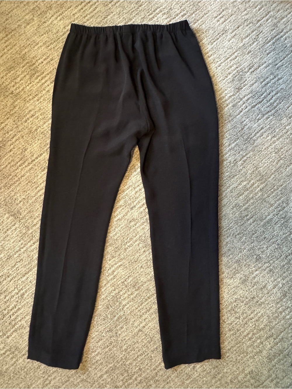 Maria Cornejo Black Silk Slim Straight Pants w/ Pockets & Elastic Waist 2/4 - Picture 3 of 6